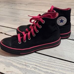 Converse Kids Black and Pink Sneakers